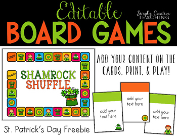Preview of Create Your Own Game Board *Editable St. Patrick's Day Themed*