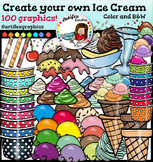 Create Your Own Ice Cream. Color and B&W- 100 items!!