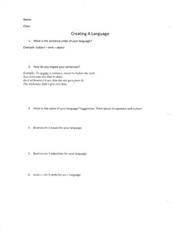 Preview of Create Your Own Language Worksheet