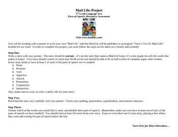 Preview of Create Your Own Mad Libs! (A Parts-of-Speech Alternative Assessment)