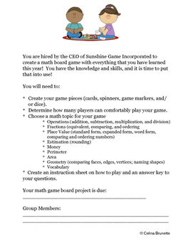 Create Your Own Math Board Game Instructions And Rubrics By Mrs Brunette