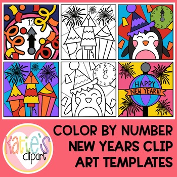 Preview of Create Your Own New Years Color By Number Color By Code Clip Art Template