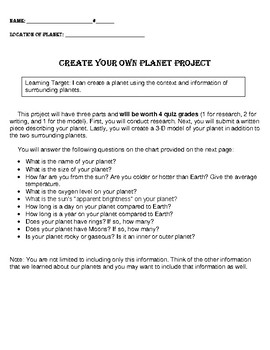 Preview of Create Your Own Planet Project