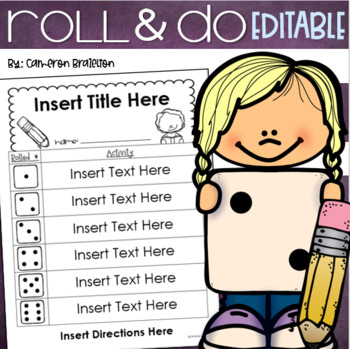 Preview of Create Your Own Roll a Dice Student Activities Blank Templates EDITABLE