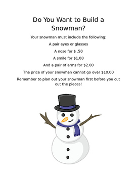 Preview of Create Your Own Snowman Challenge: Money Matters