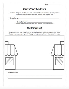 Preview of Create Your Own Store- Fun Financial Literacy Activity (New Math Curriculum)