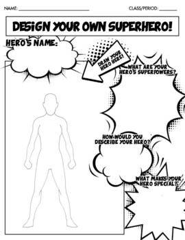 Preview of Design Your Own Superhero! (Set of 2 Worksheets; Male & Female)
