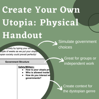 Preview of Create Your Own Utopia Student Activity (Physical Version)