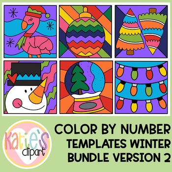 Preview of Create Your Own Winter Color By Number Version 2 BUNDLE Clip Art