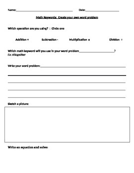 Preview of Create Your Own Word Problem Graphic Organizer