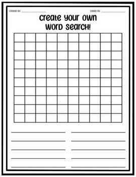 Create Your Own Word Search - 9 Blank Templates by Benjamin Tritsch