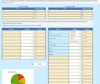 Preview of Create Your Semester Budget: Digital Worksheet: Personal Finance Worksheet