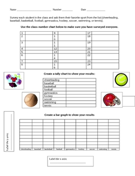 Preview of Create a Bar and Pictograph From a Sports Survey