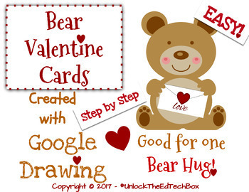 Preview of Create a Bear Valentine Card in Google Slides or Google Drawing - Graphic Design