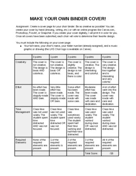 Preview of Create a Binder Cover Rubric