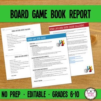 Preview of Create a Board Game Book Report Project | Post Reading Assessment 