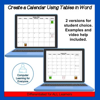 Preview of Make a Calendar in Word Using Tables