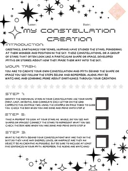 Preview of Create a Constellation (Fun and creative classwork/homework)