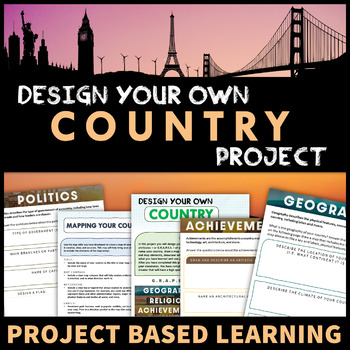 Preview of Create a Country Project - Social Studies and Map Skills Activity Project PBL