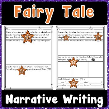Preview of Create a Fairy Tale - Narrative Writing Prompt with transition words and frames