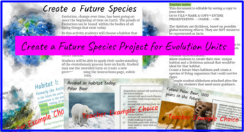 Preview of Create a Future Species Project Evolution Unit MS-LS4-2 HS-LS3-1
