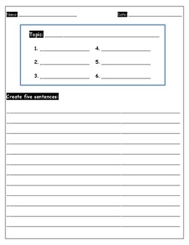 Preview of Create a List and Write About It Template