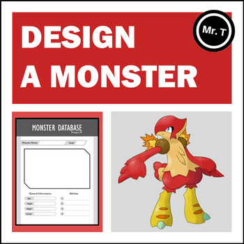 Preview of Create a Monster (like Pokemon) Descriptive Writing Activity (Distance Learning)