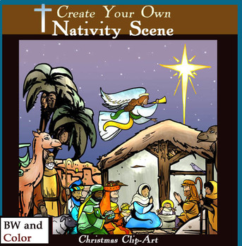 Preview of Create-a-Nativity Clip Art Scene!  70 pc. Christian Christmas Set!