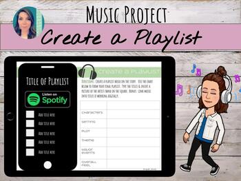 Preview of Create a Playlist | Music Project for Middle School / Junior High