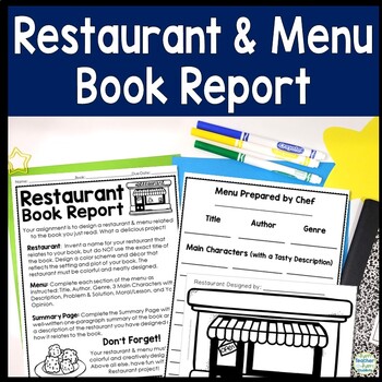 Preview of Create a Restaurant Book Report Template: Directions, Blank Menu, Rubric & More!