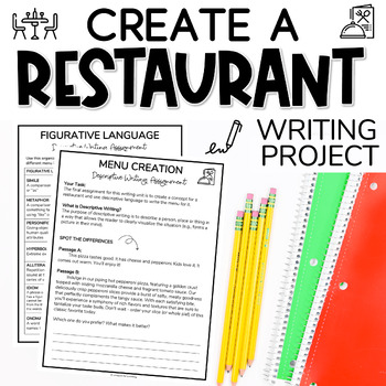 Preview of Create a Restaurant Descriptive PBL Writing Project | Figurative Language