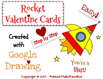 Preview of Create a Rocket Valentine Card in Google Slides or Google Drawing Graphic Design