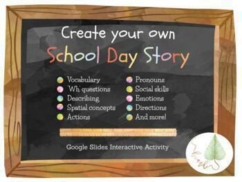 Preview of Create a School Story | Interactive Digital Activity for Speech Therapy