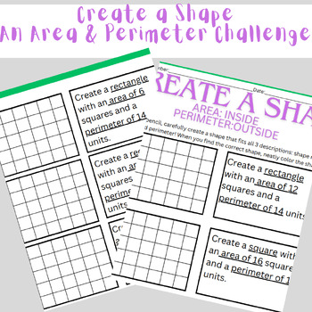 Preview of Create a Shape- An Area and Perimeter Challenge Game,Higher Order Thinking