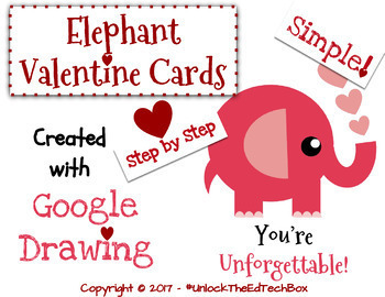 Preview of Create a Simple Elephant Valentine Card in Google Slides or Google Drawing