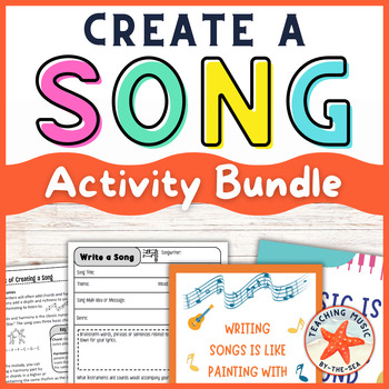Preview of Create a Song Songwriting Music Lyric Bundle | Activities Readings Posters