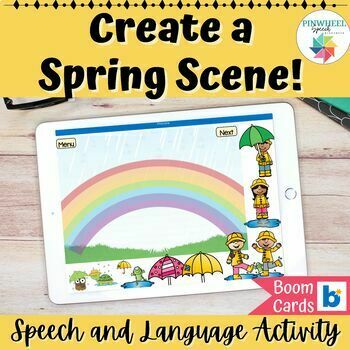 Preview of Create a Spring Scene Boom Cards™ Speech Therapy Activity 9 Different Themes