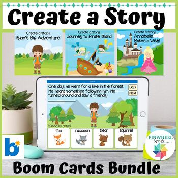 Preview of Create a Story Boom Cards™ Bundle Speech Therapy Narrative Language Activity