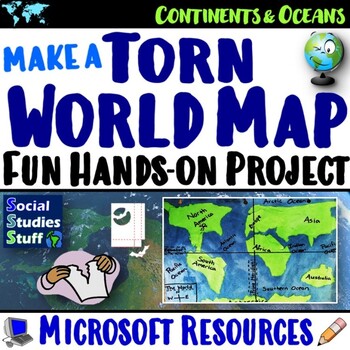 Preview of Create a Torn World Map Project | Continents Oceans Lines on a Globe | Microsoft