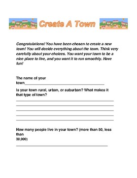 Preview of Create a Town Project