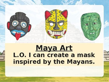 Preview of Create a mayan mask lesson with template.