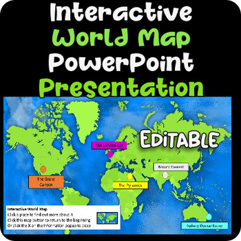 Preview of Interactive World Map - Microsoft PowerPoint presentation. Fun! EDITABLE!