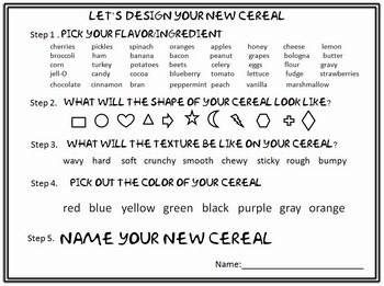 Preview of Create and Design Your Own Cereal