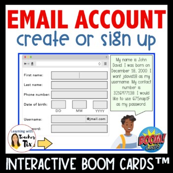 Preview of Create or sign up Email address account Life and Prevocational Skills Boom Cards