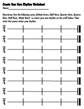Create your Own Rhythm Worksheet by All Things Band | TPT