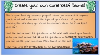 Preview of Create your own Coral Reef Biome!  (Digital Google Classroom)