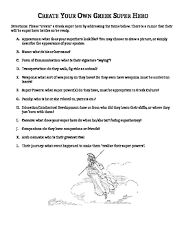 Preview of Create your own Greek Super Hero: Battle Simulation Activity!
