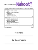 Create your own Kahoot! Project Outline and Rubric