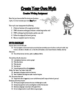 create your own myth assignment