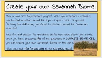 Preview of Create your own Savannah Biome!  (Digital Google Classroom)
